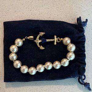 Kiel James Patrick Gold Anchor Pearl Bracelet